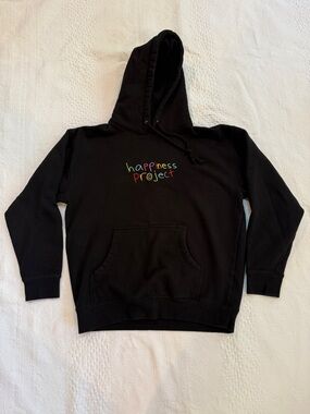 Happiness Project Black Hoodie Size Medium M Sweatshirt